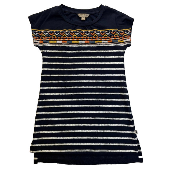 Lucky Brand Dress Girls/Blue stripe/ Southwestern-inspired/Size 4-5 casual/play - Picture 1 of 4